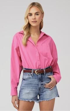 Pistola Pink Sloane Oversized Button Down Shirt Size Small Anthropologie